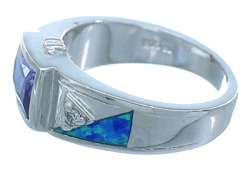 Silver Blue Opal Inlay And Tanzanite Ring Size 6-3/4 RS51268